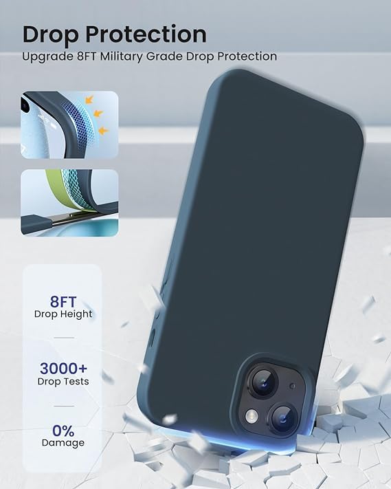 iPhone Case, Liquid Silicone Case, Shockproof, Slim Phone Case, Anti-Scratch Soft Microfiber Lining