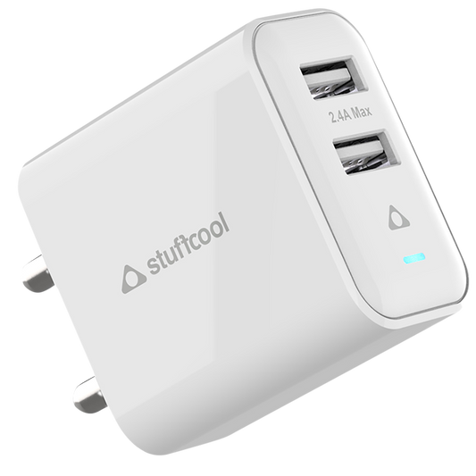 Stuffcool Nova 20W Charger Made in India 2 Ports Supports