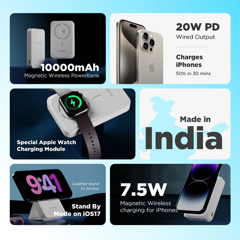 Click Duo 10000mAh Magnetic Wireless Power bank with Apple Watch Charging
