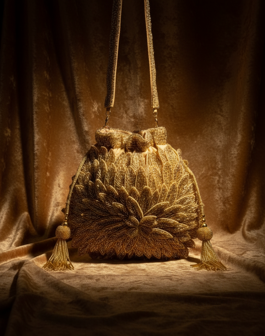 The "Winter Blossom" Drawstring Purse