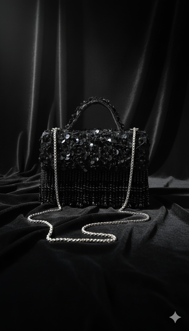 Sparkling  Fringe Clutch Hang Bag