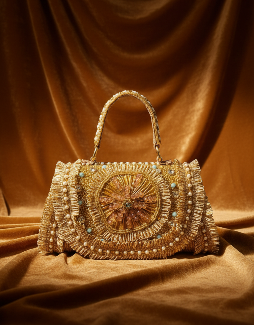 Artisan Gold Embroidered Handbag