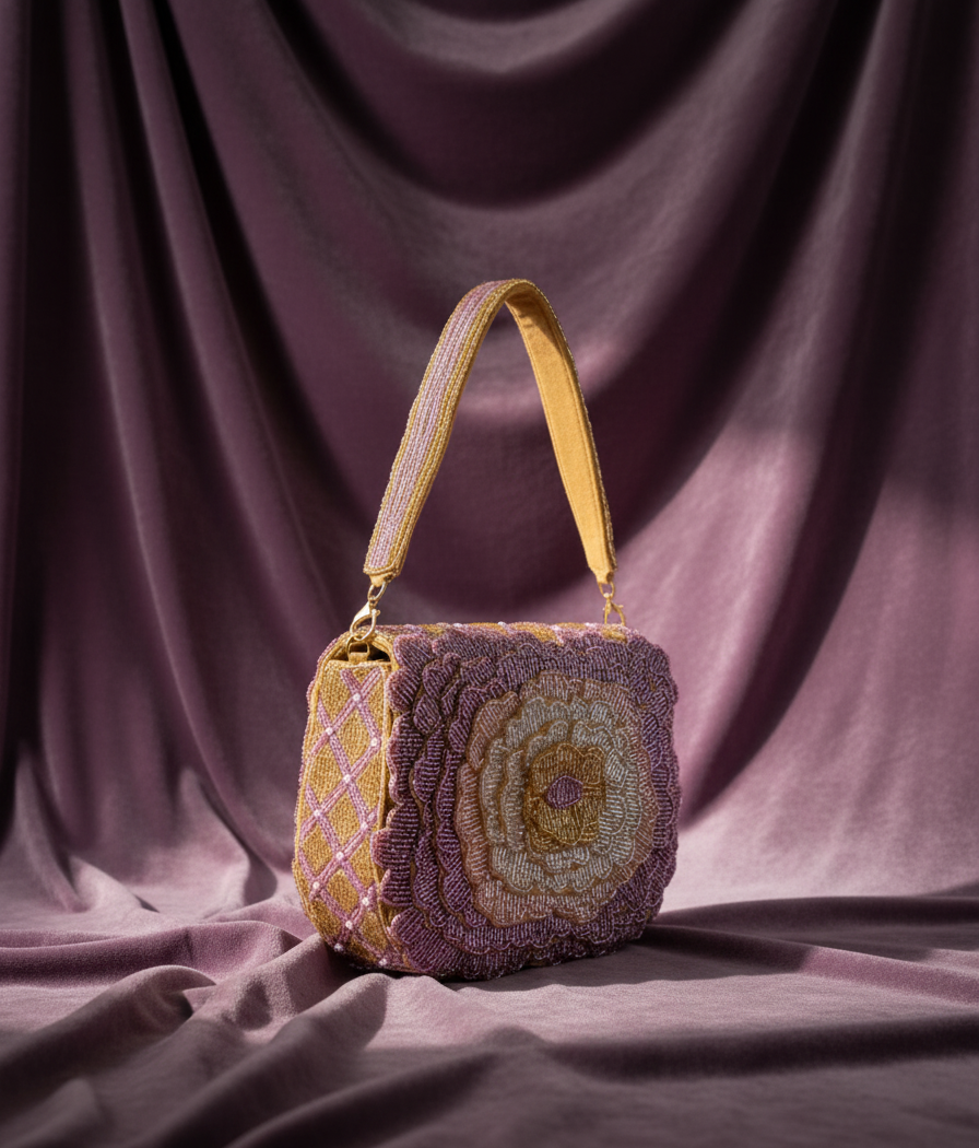 Two-Tone Floral Evening Bag