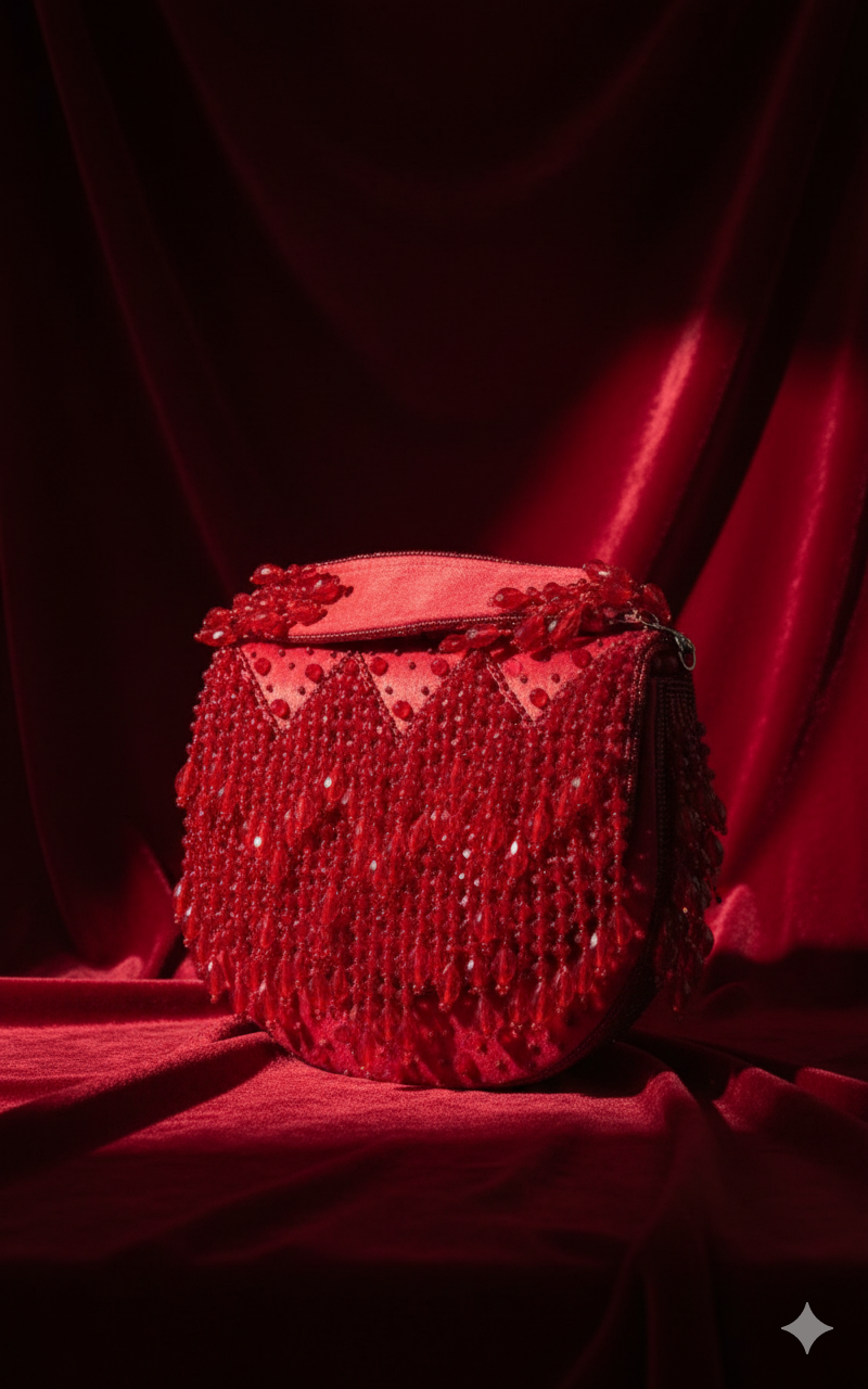 Emerald Cascade Fringe Clutch