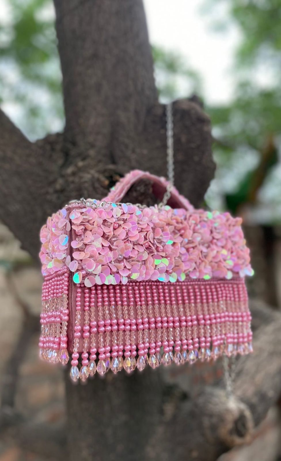 Sparkling  Fringe Clutch Hang Bag