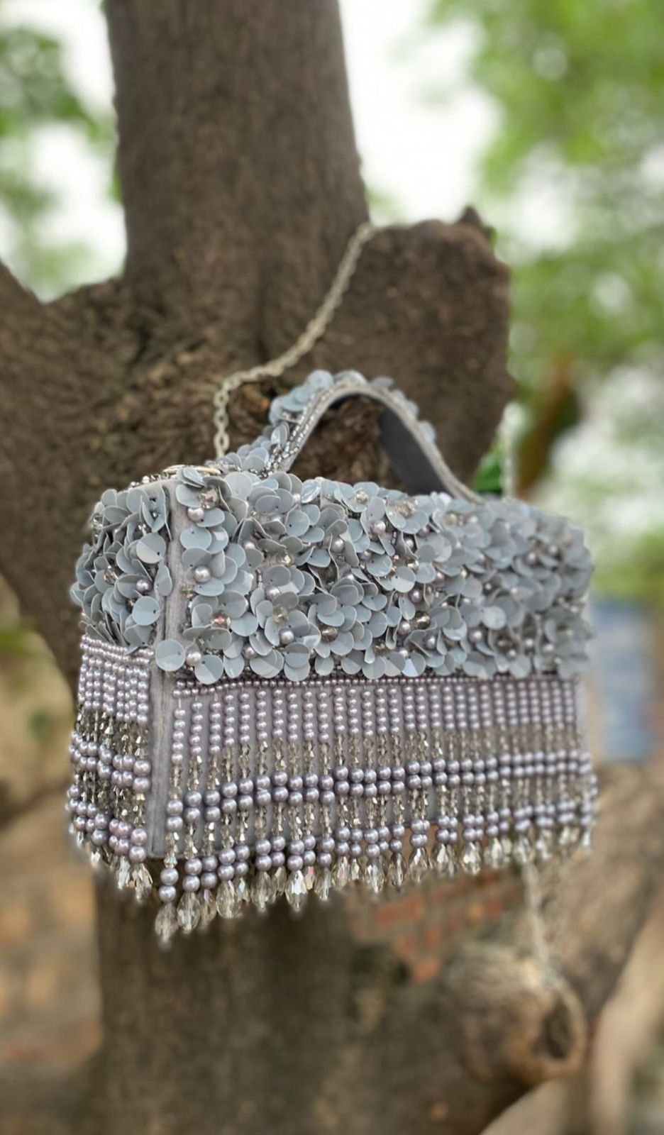 Sparkling  Fringe Clutch Hang Bag