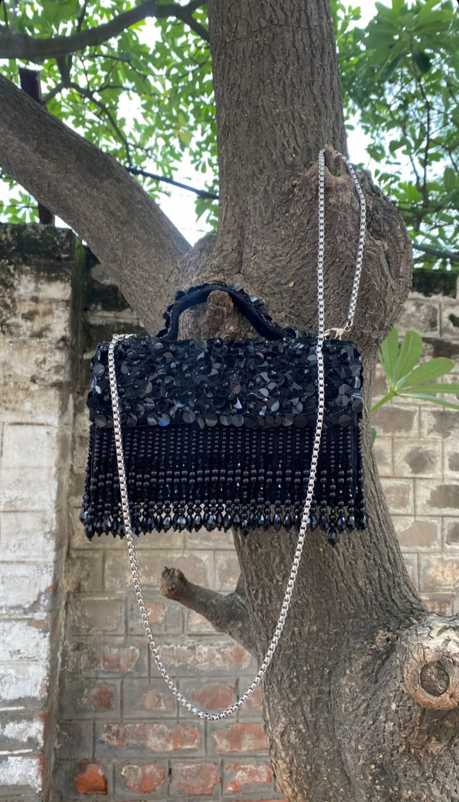 Sparkling  Fringe Clutch Hang Bag