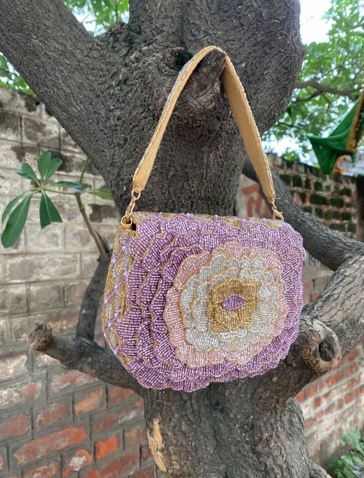 Two-Tone Floral Evening Bag