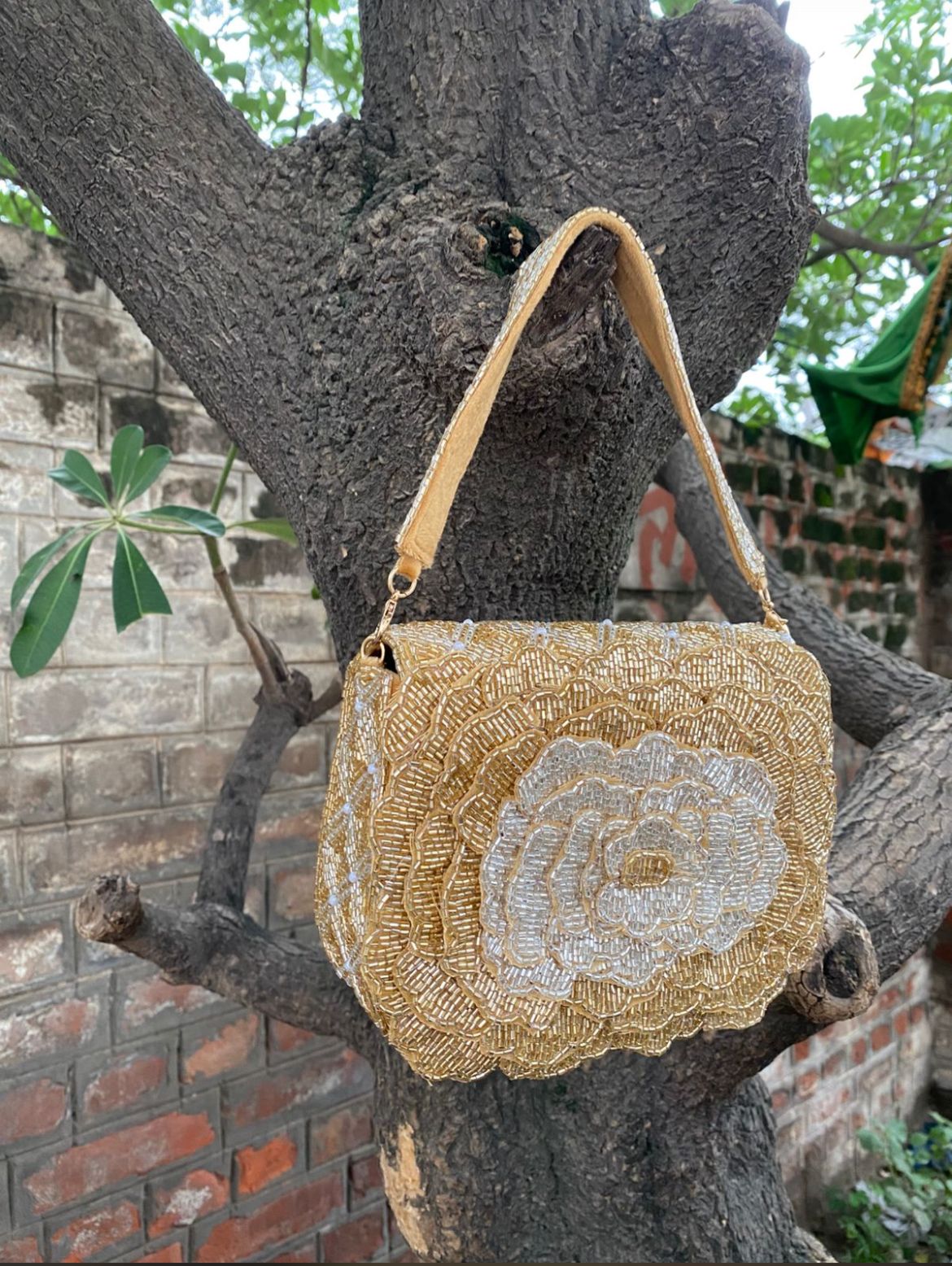 Two-Tone Floral Evening Bag