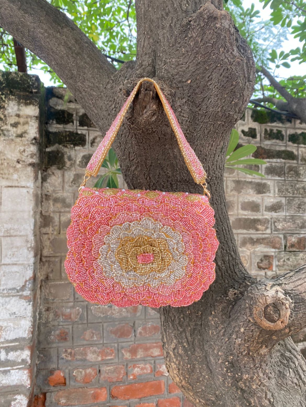 Two-Tone Floral Evening Bag
