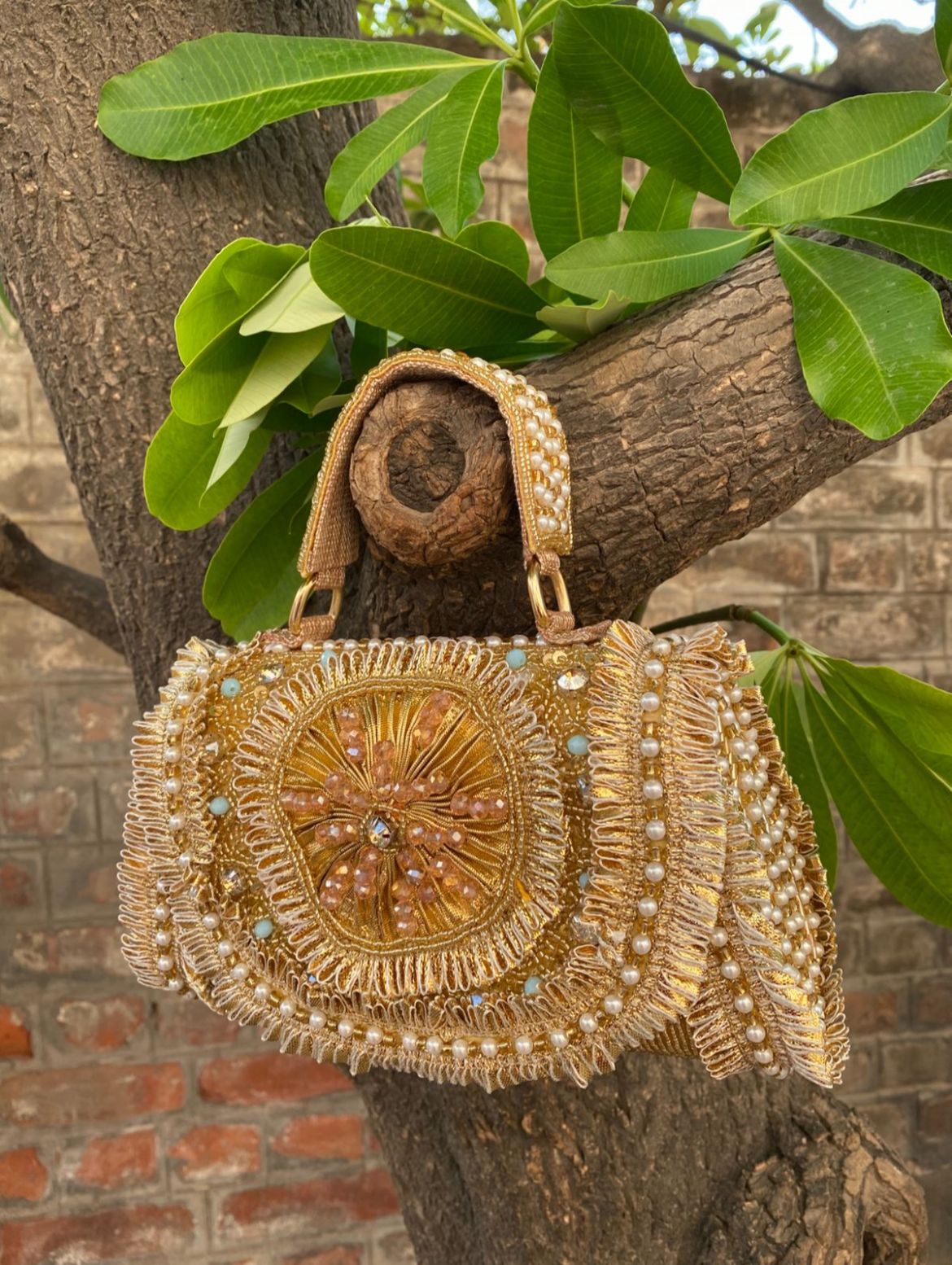 Artisan Gold Embroidered Handbag