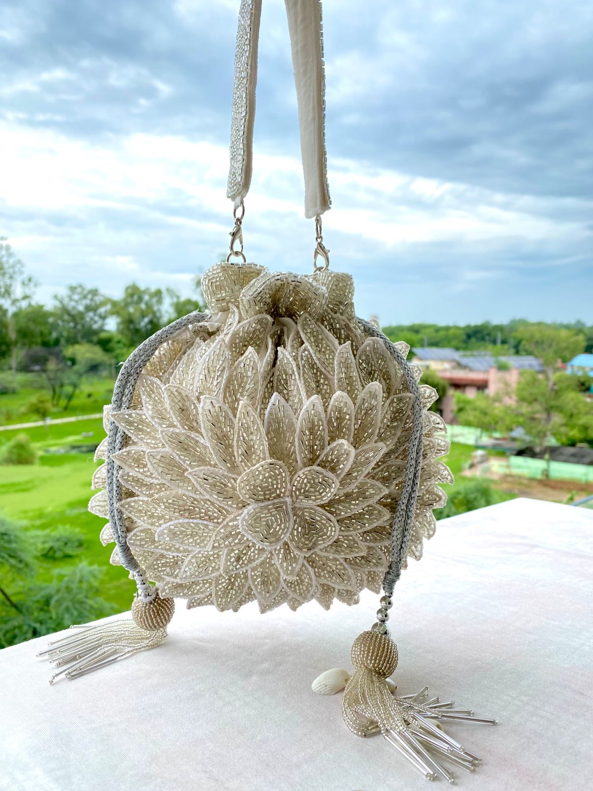 The "Winter Blossom" Drawstring Purse