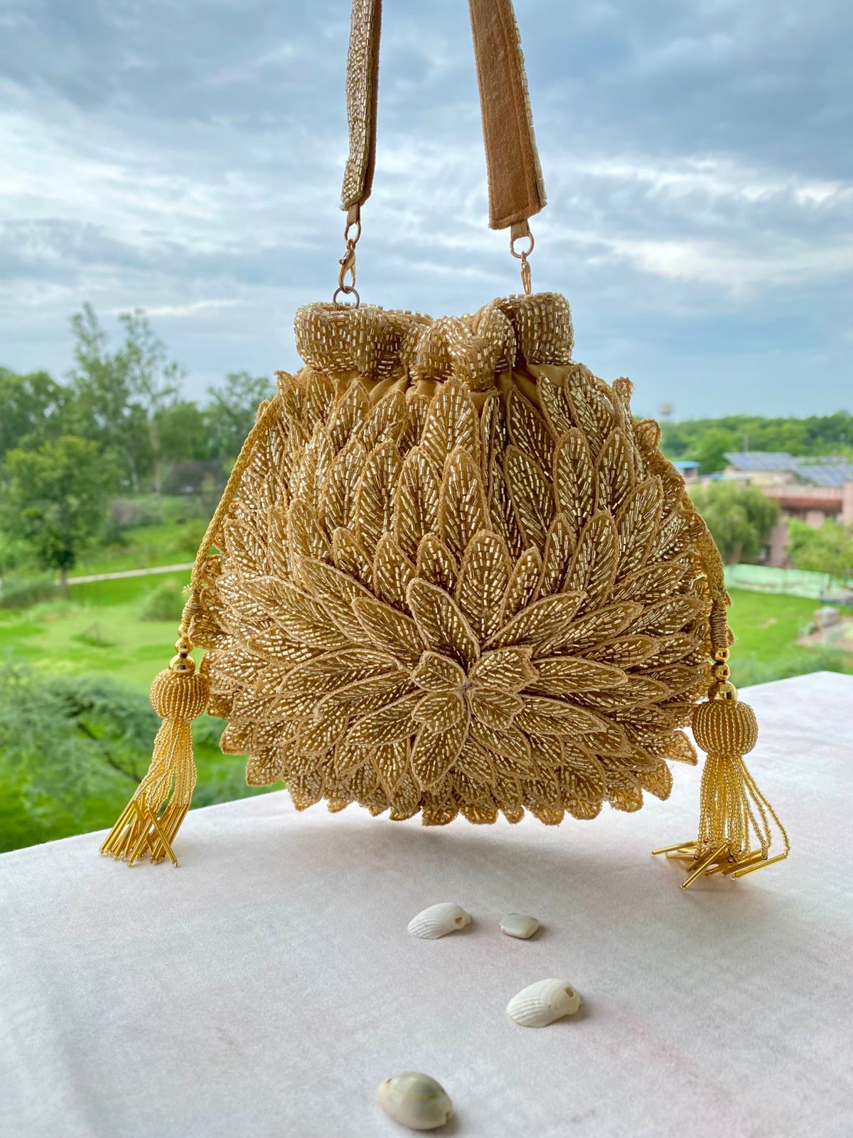 The "Winter Blossom" Drawstring Purse