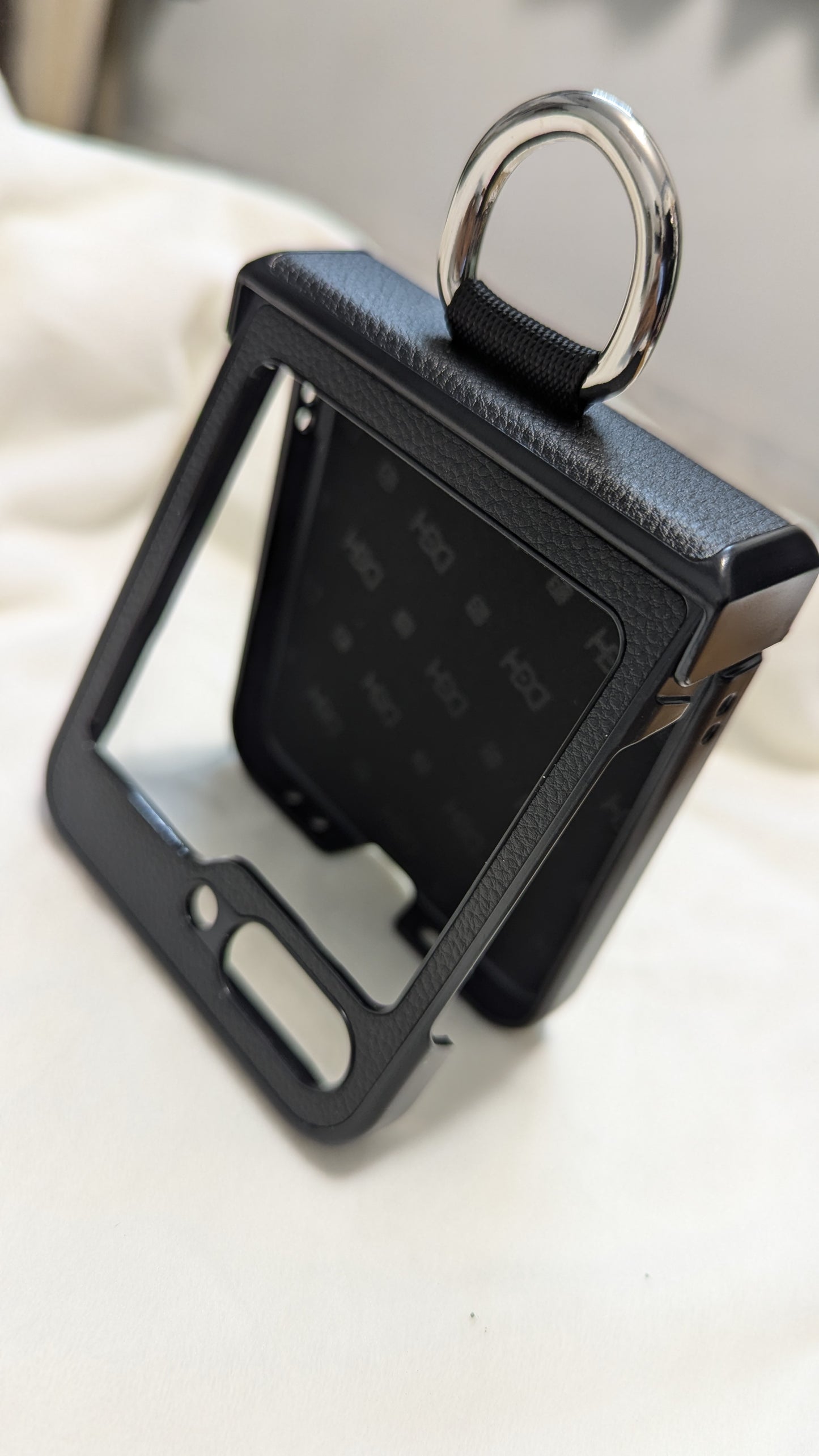 Samsung z flip primium leather case with metal ring