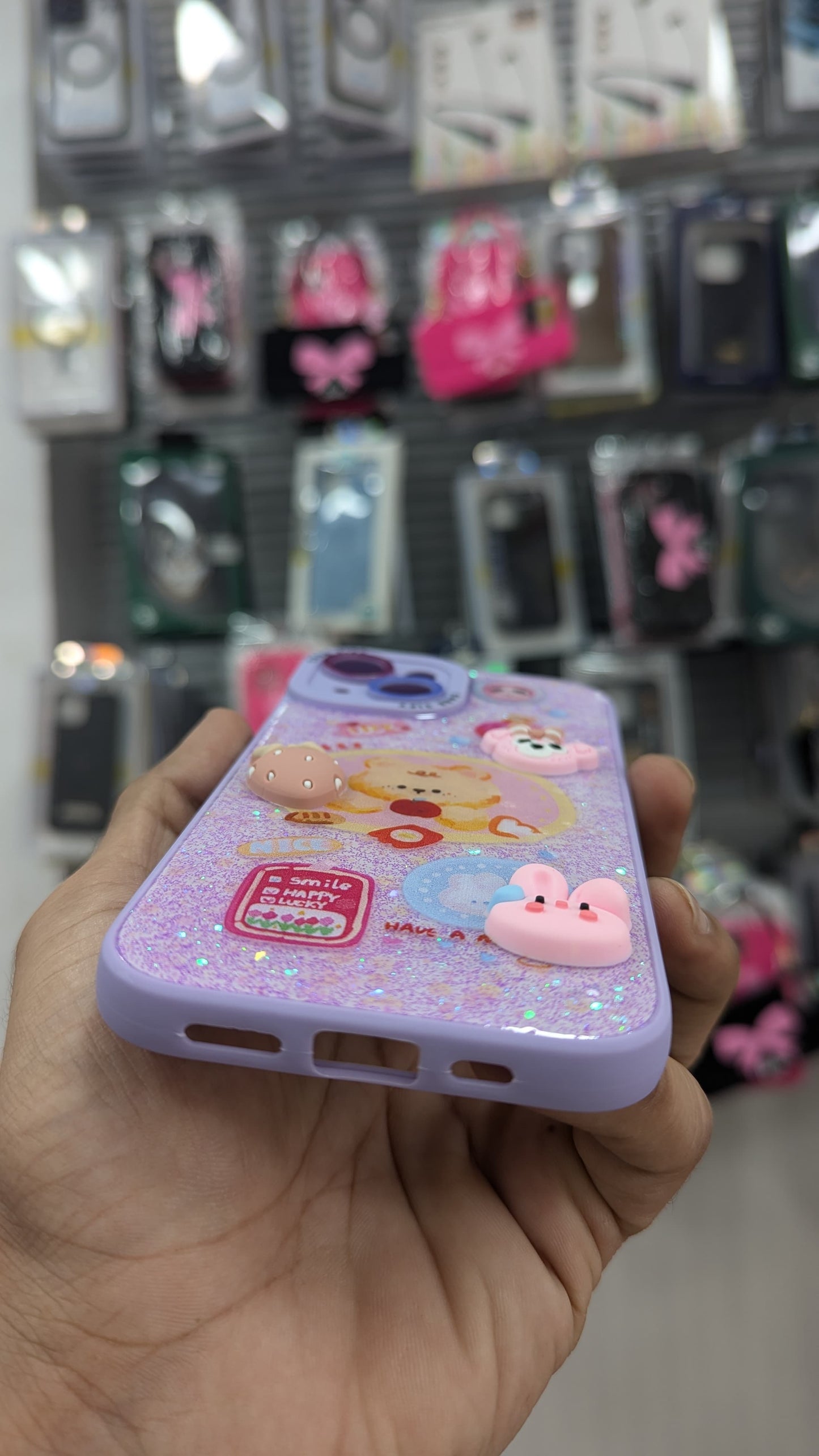 purple 3d back cover for mobile