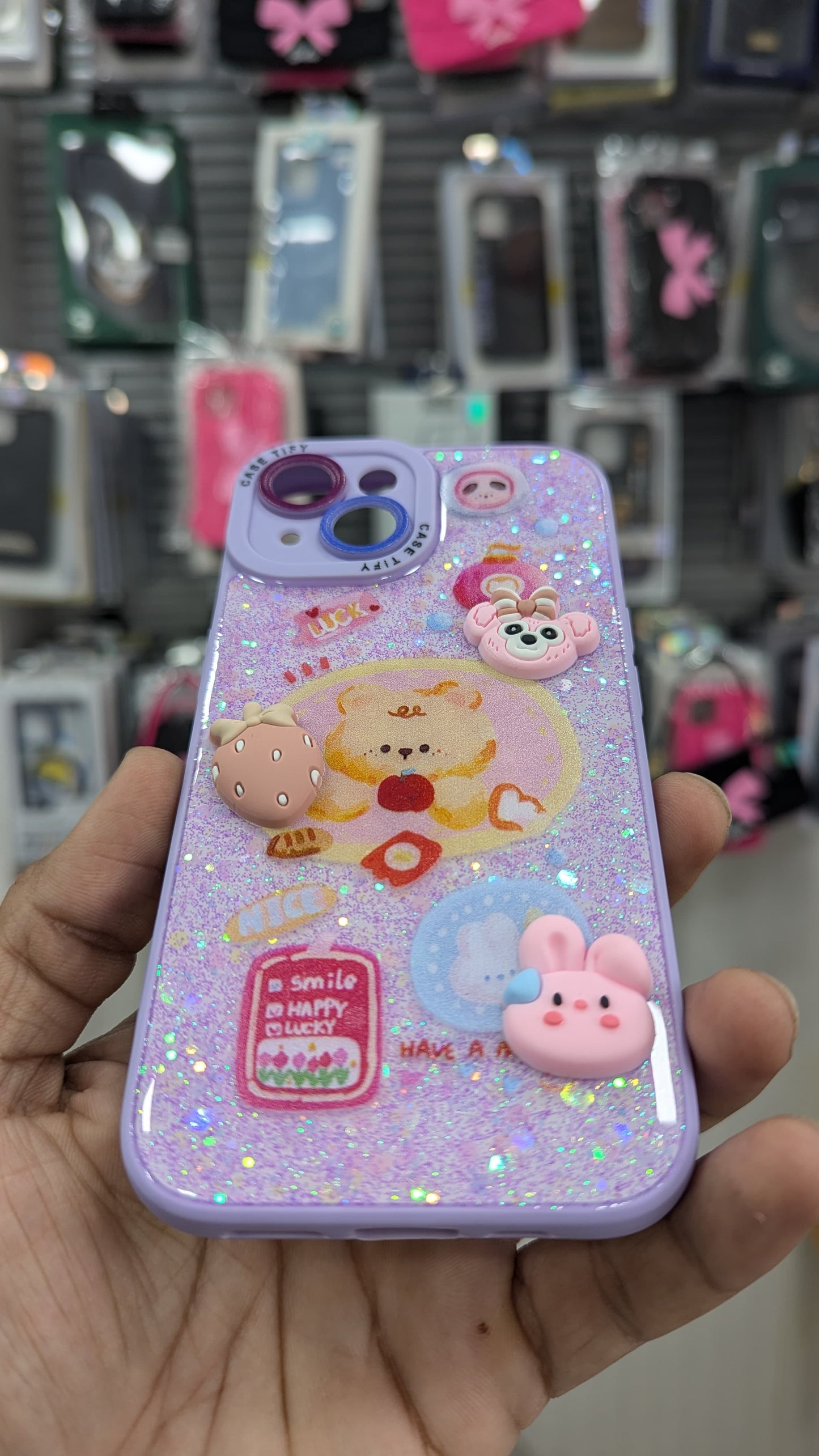 purple 3d back cover for mobile