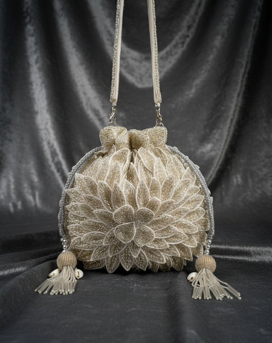 The "Winter Blossom" Drawstring Purse